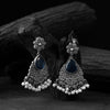 Saanjh Bela Blue Flower Oxidised Earrings