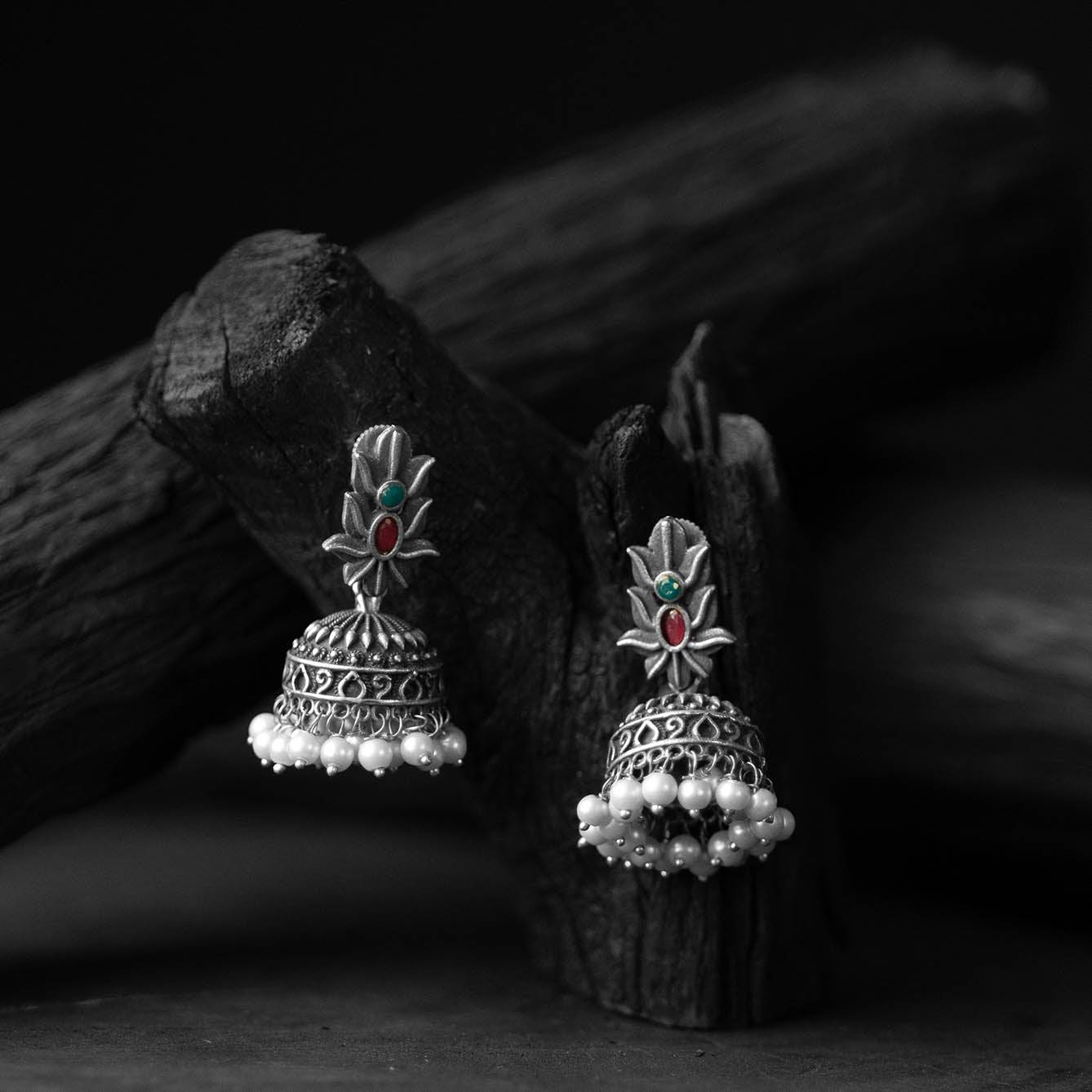 Oxidised Jhumka Earrings