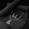 Saanjh Bela Ruby Peacock Oxidised Necklace Set