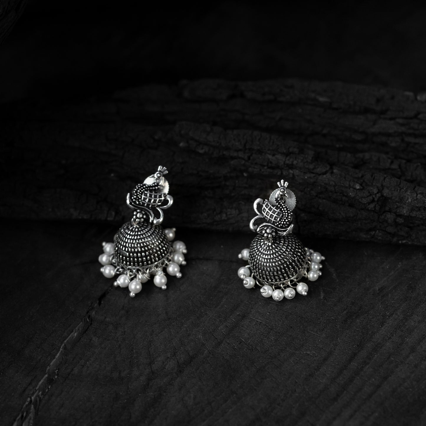 Saanjh Bela Ruby Peacock Oxidised Necklace Set