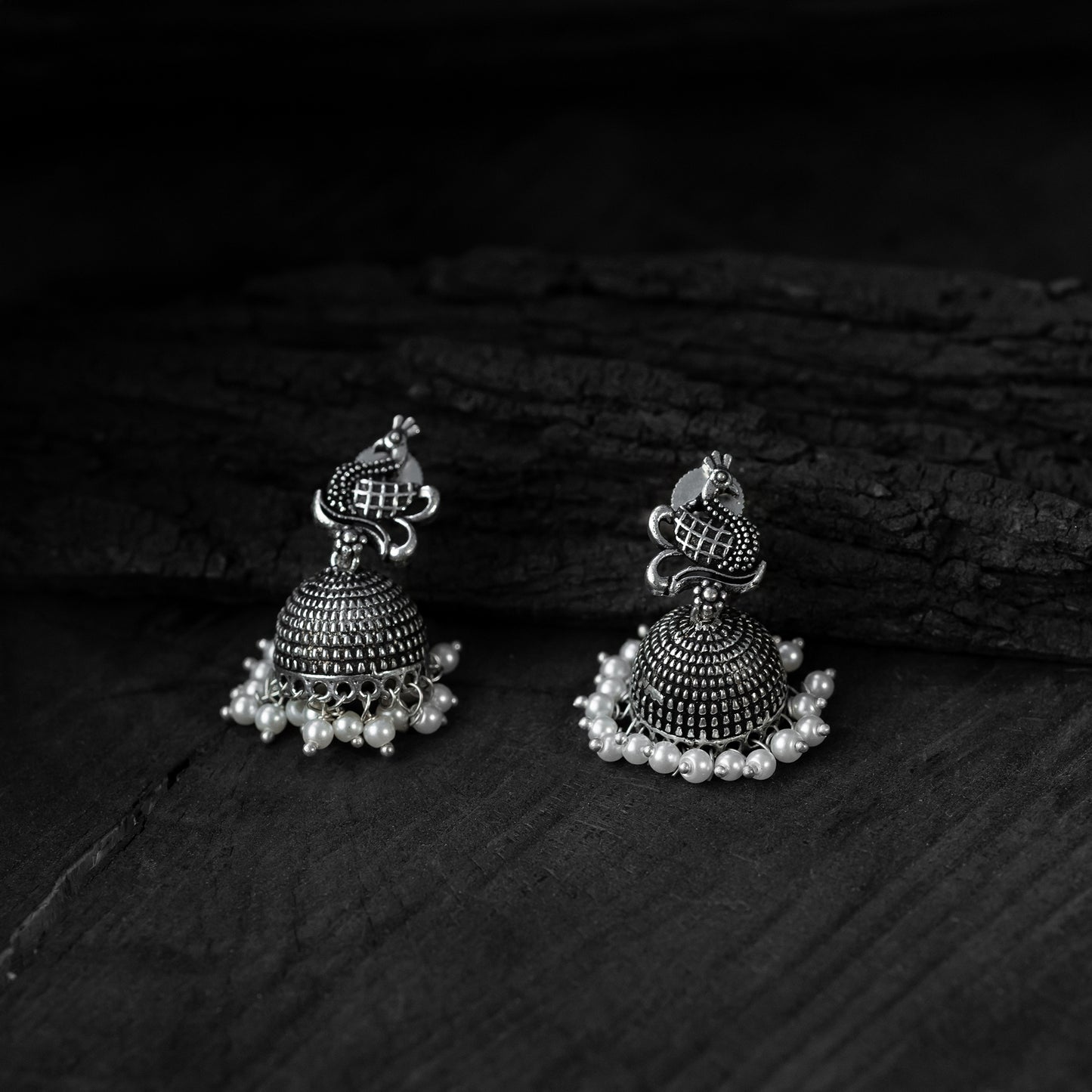 Saanjh Bela Green Peacock Oxidised Necklace Set