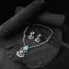 Saanjh Bela Pink & Sea Green Peacock Oxidised Necklace Set
