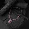 Saanjh Bela Ruby Lotus Oxidised Necklace Set