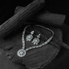 Saanjh Bela Green & Pink Lotus Oxidised Necklace Set