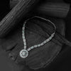 Saanjh Bela Green & Pink Lotus Oxidised Necklace Set