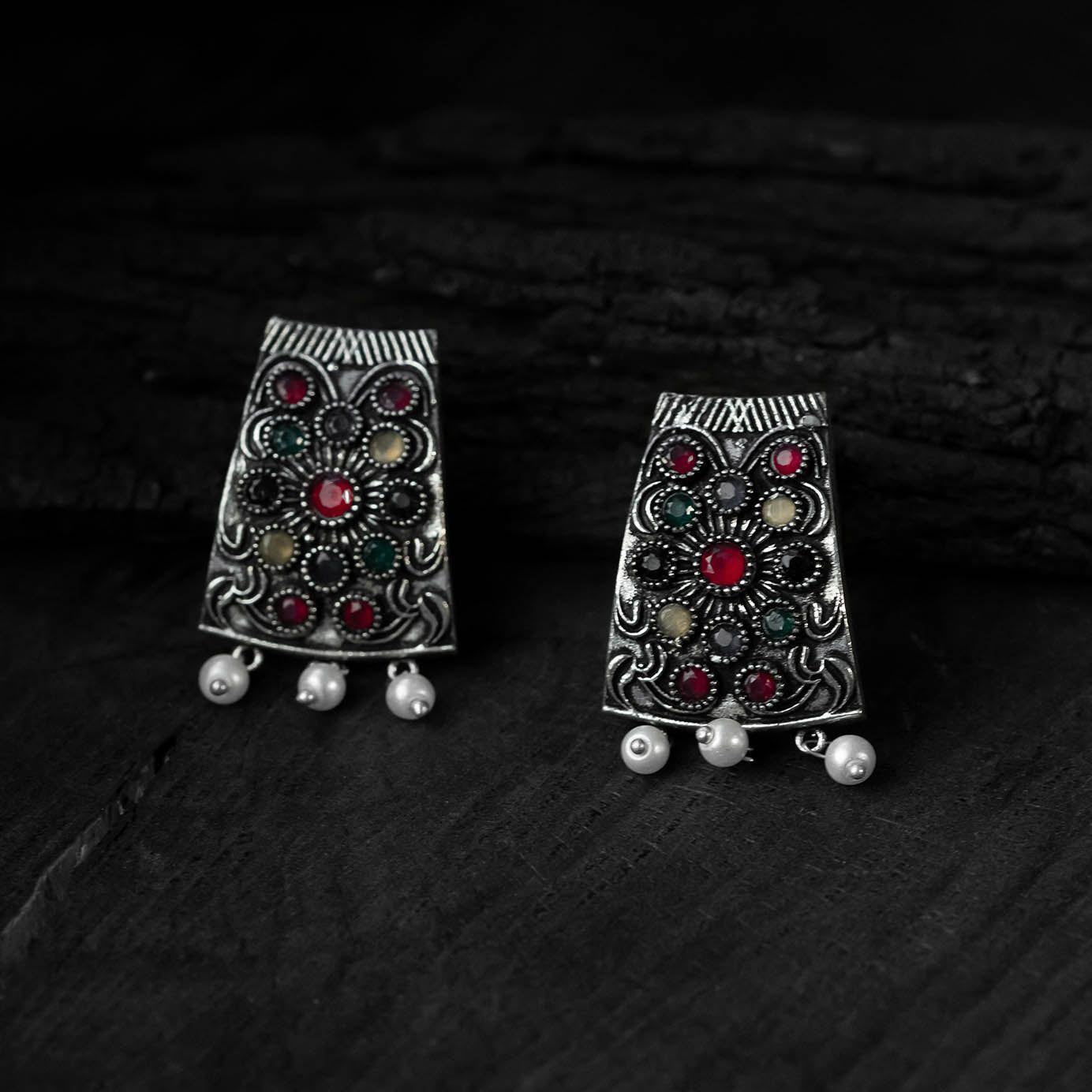 Saanjh Bela Multicolor Floral Oxidised Necklace Set
