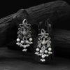 Saanjh Bela Black Peacock Pearls Oxidised Earrings