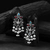 Saanjh Bela Multicolor Peacock Pearls Oxidised Earrings
