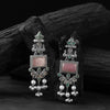 Saanjh Bela Pink & Green Seahorse Oxidised Earrings