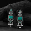Saanjh Bela Turquoise Green Seahorse Oxidised Earrings