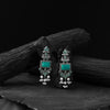 Saanjh Bela Turquoise Green Seahorse Oxidised Earrings