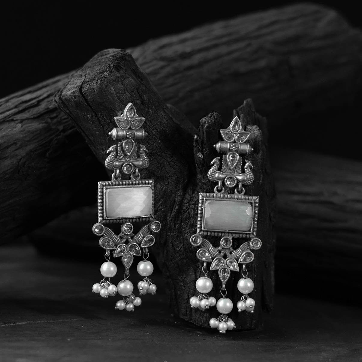 Saanjh Bela Seahorse Oxidised Earrings