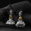 Saanjh Bela Golden Peacock Oxidised Earrings