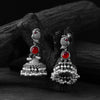 Saanjh Bela Ruby Peacock Oxidised Earrings