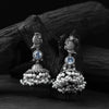 Saanjh Bela Light Blue Peacock Oxidised Earrings