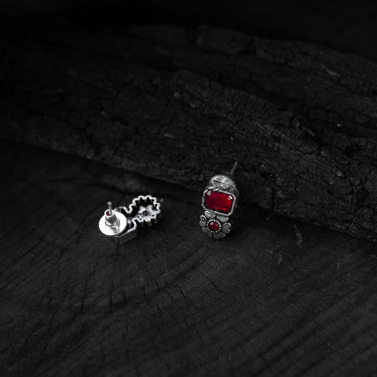 Saanjh Bela Ruby Blossom Oxidised Necklace Set