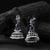 Saanjh Bela Peacock Blue Oxidised Earrings