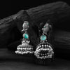 Saanjh Bela Peacock Mint Green Oxidised Earrings